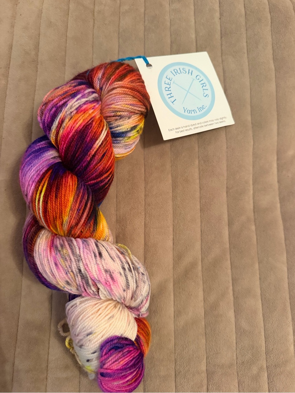 Three Irish Girls Multicolor Hand-Dyed Yarn - Vibrant Rainbow Skein